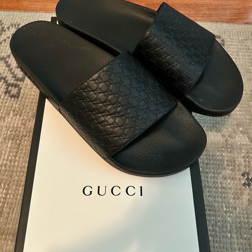 Gucci Black Slide Sandals